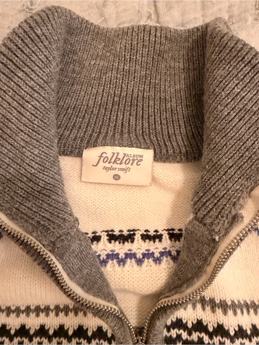 Taylor Swift Folklore Fair Isle Quarter Zip Ski Sweater - Picture 6 of 7
